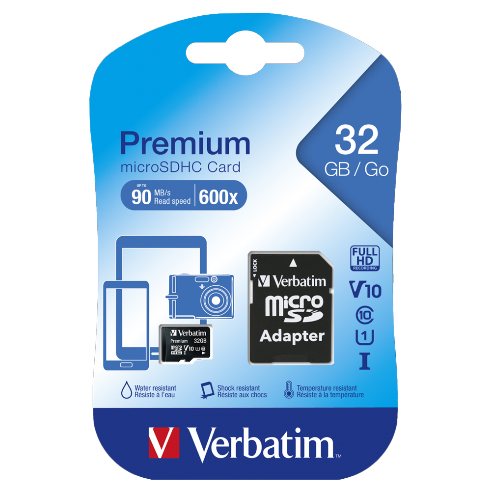 Micro Sd Verbatim Con Adaptador Sd 32 Gb Clase 10