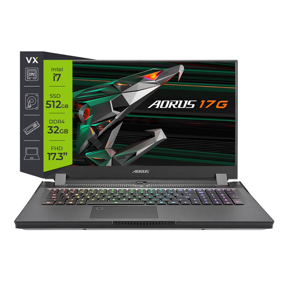 Notebook Gigabyte Aorus 17G i7 11700H 32Gb SSD 512Gb RTX 3080Q 17.3 W10