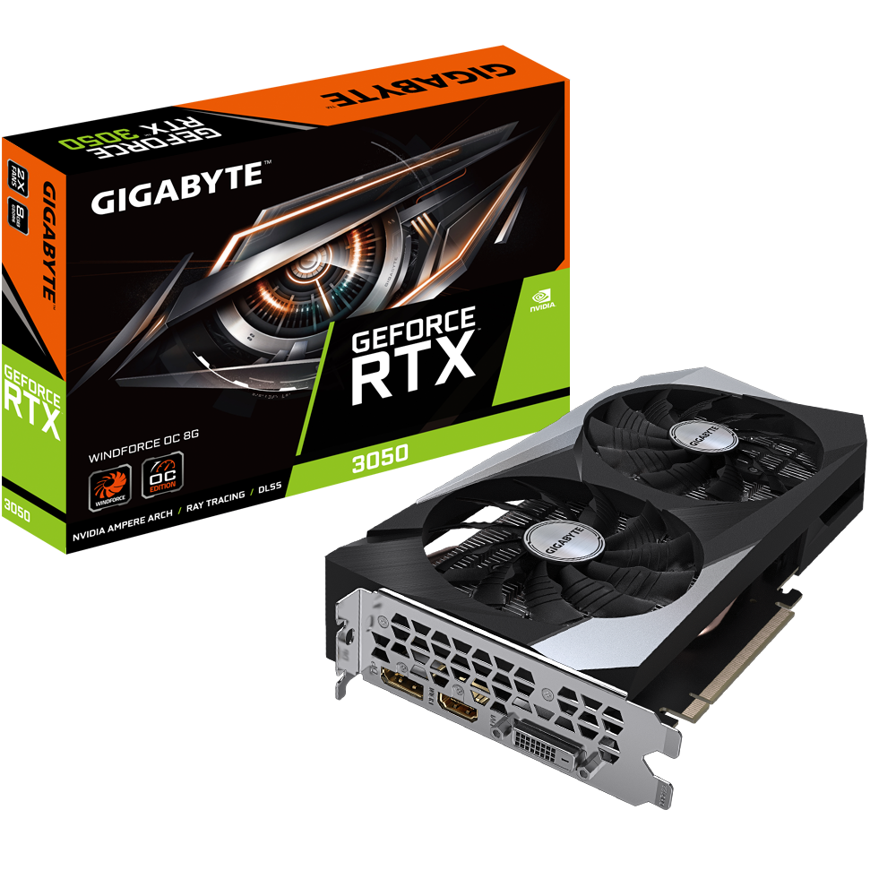 Placa De Video Gigabyte Nvidia GeForce RTX 3050 Windforce 8Gb GDDR6