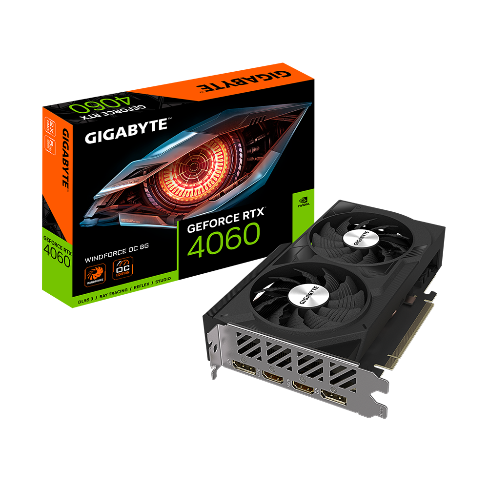 Placa De Video Gigabyte Nvidia Geforce RTX 4060 Windforce OC 8Gb