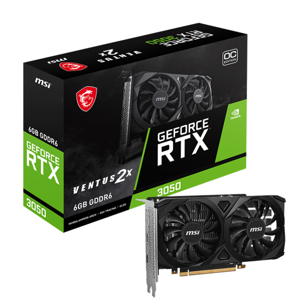 Placa De Video MSI Nvidia Geforce RTX 3050 Ventus 2X 6Gb OC GDDR6