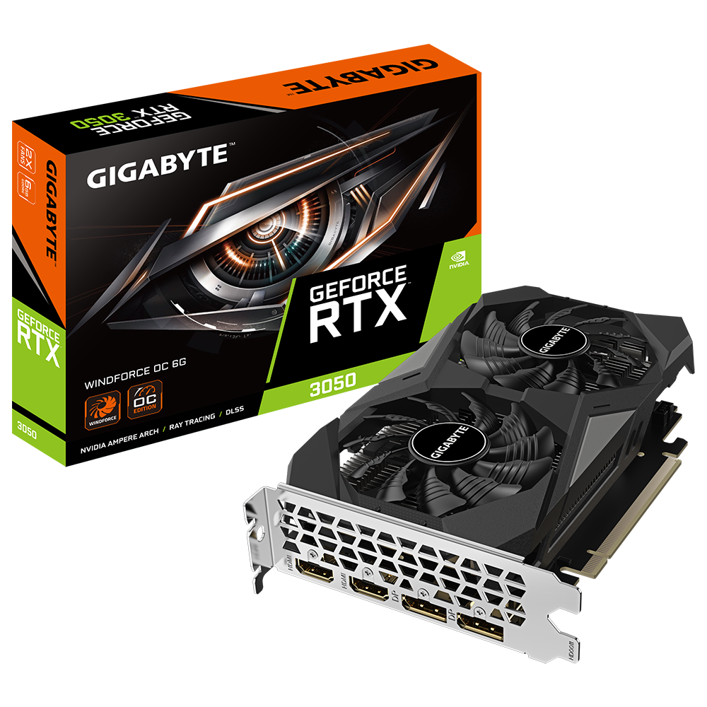 Placa De Video Gigabyte Nvidia Geforce RTX 3050 Windforce OC 6Gb