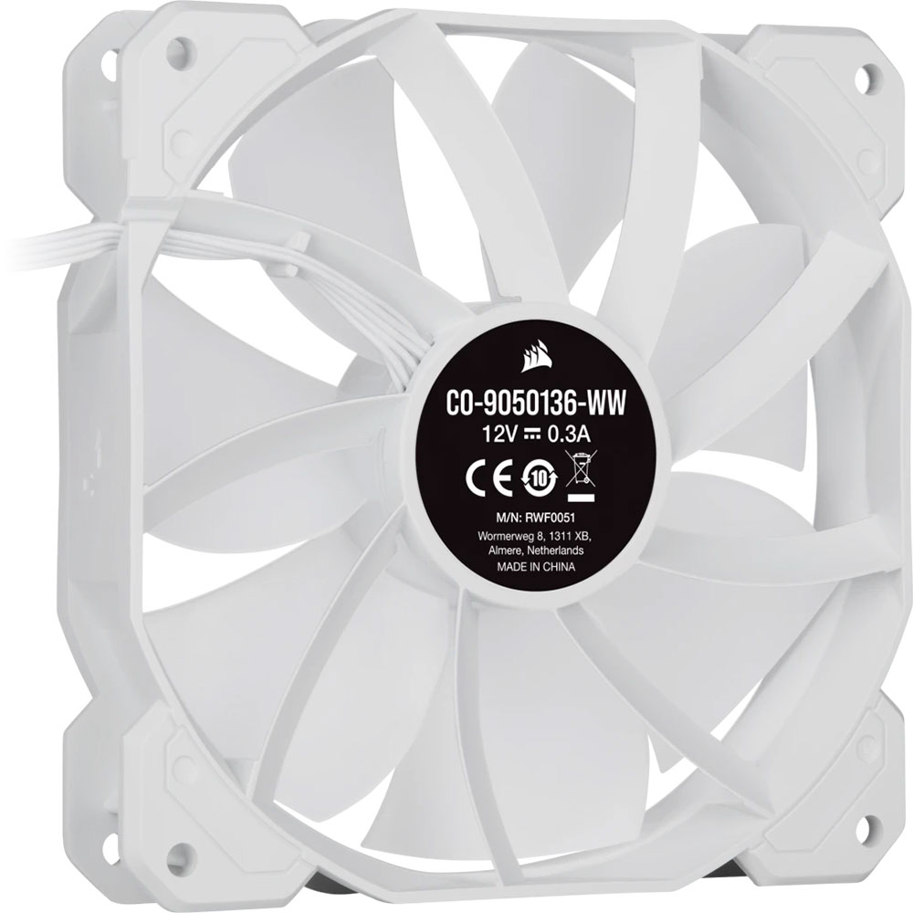 Fan Cooler Corsair SP120MM RGB Elite PWM Pack X3 C/Lightning Node Core White