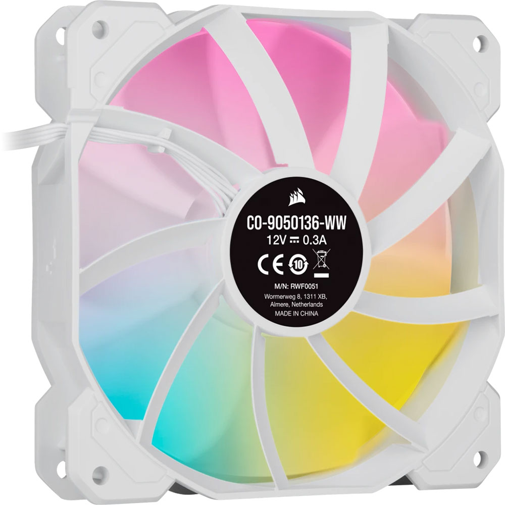 Fan Cooler Corsair SP120MM RGB Elite PWM Pack X3 C/Lightning Node Core White