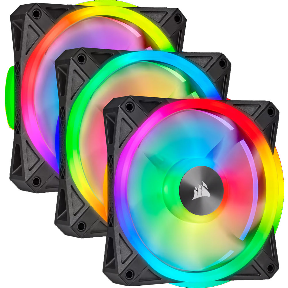 Fan Cooler Corsair QL120 Icue RGB PWM Pack X3 C/Lightning Node Core