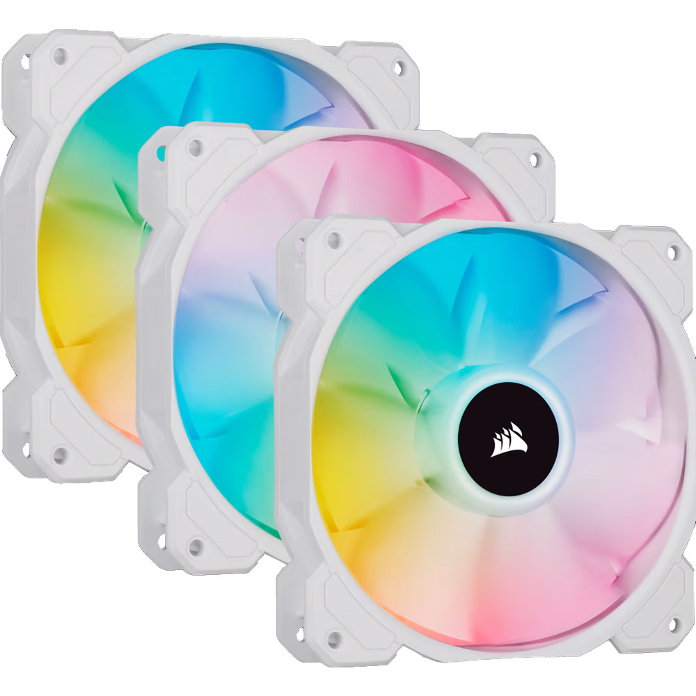 Fan Cooler Corsair SP120MM RGB Elite PWM Pack X3 C/Lightning Node Core White