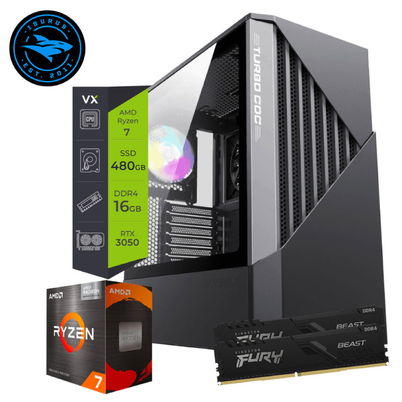 Pc AMD Gamer Kairos Ryzen 7 5700G 16Gb SSD 480Gb RTX 3050 6GB