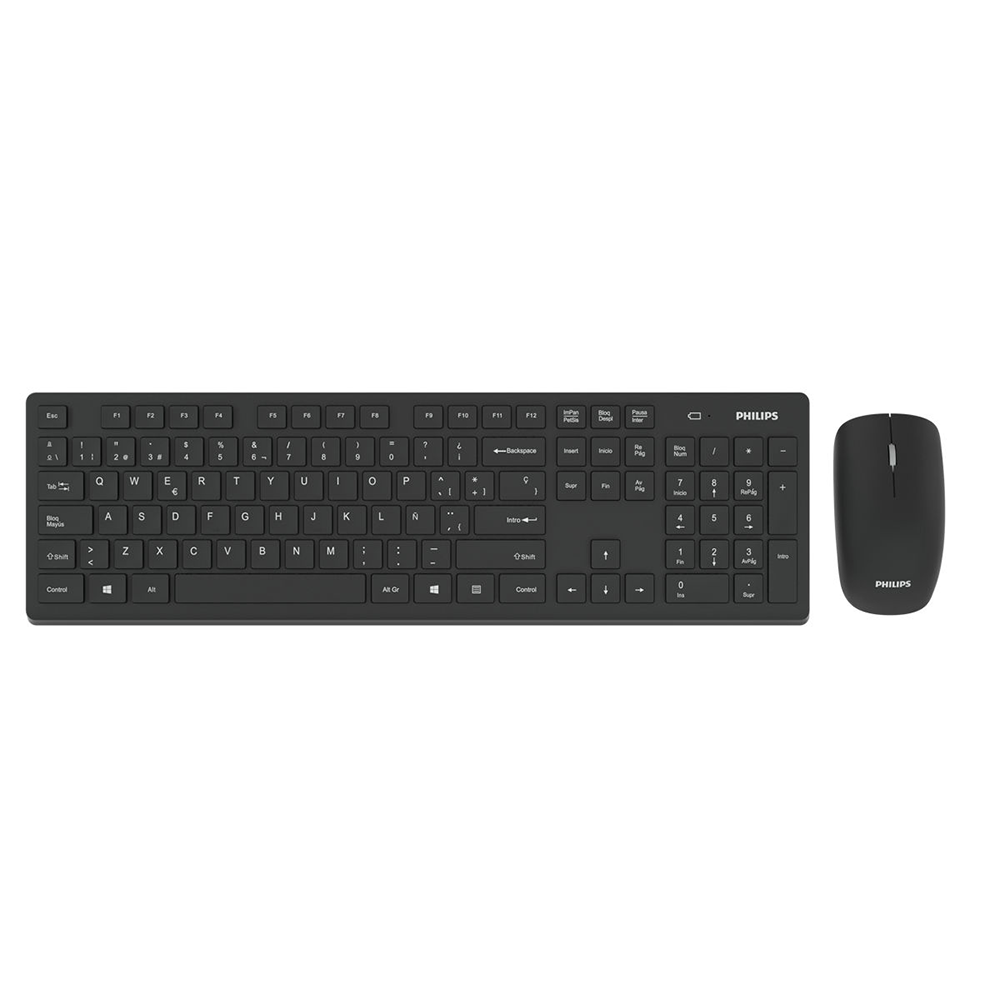 Kit Teclado y Mouse Inalambrico Philips C602 Black