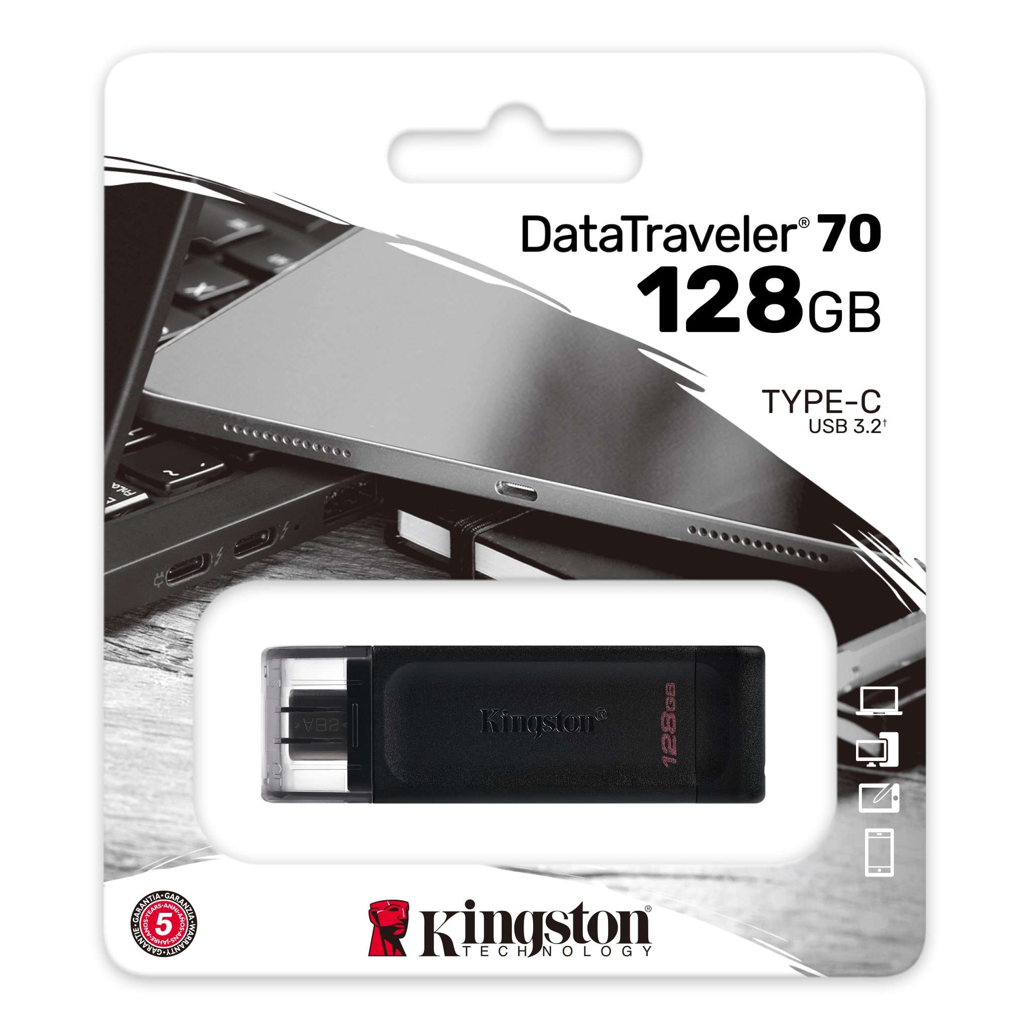 Pendrive 128Gb Kingston DT70 USB Tipo C