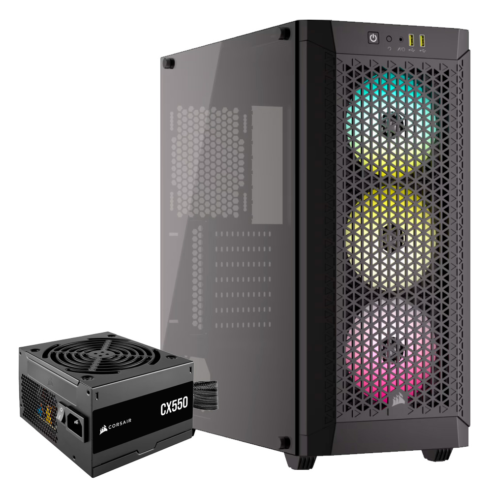 Gabinete Corsair 480T TG Black + Fuente CX550 80+ Bronze