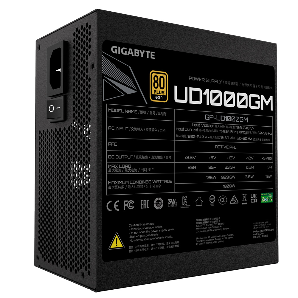 Fuente Gigabyte UD 1000W PG5 PCIE 5.0 80+ Gold Full Modular