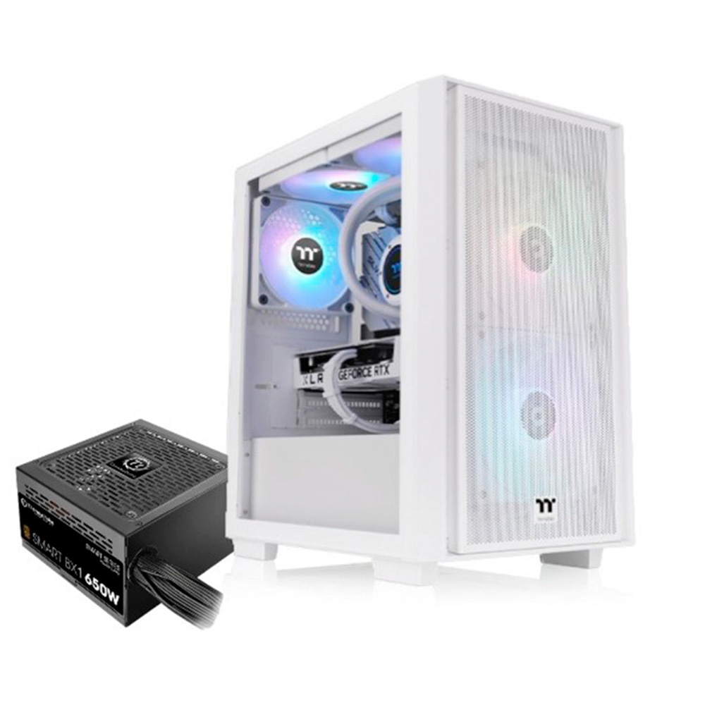 Gabinete Thermaltake H16 TG C/Coolers X3 ARGB White + Fuente 650w 80+ Bronze