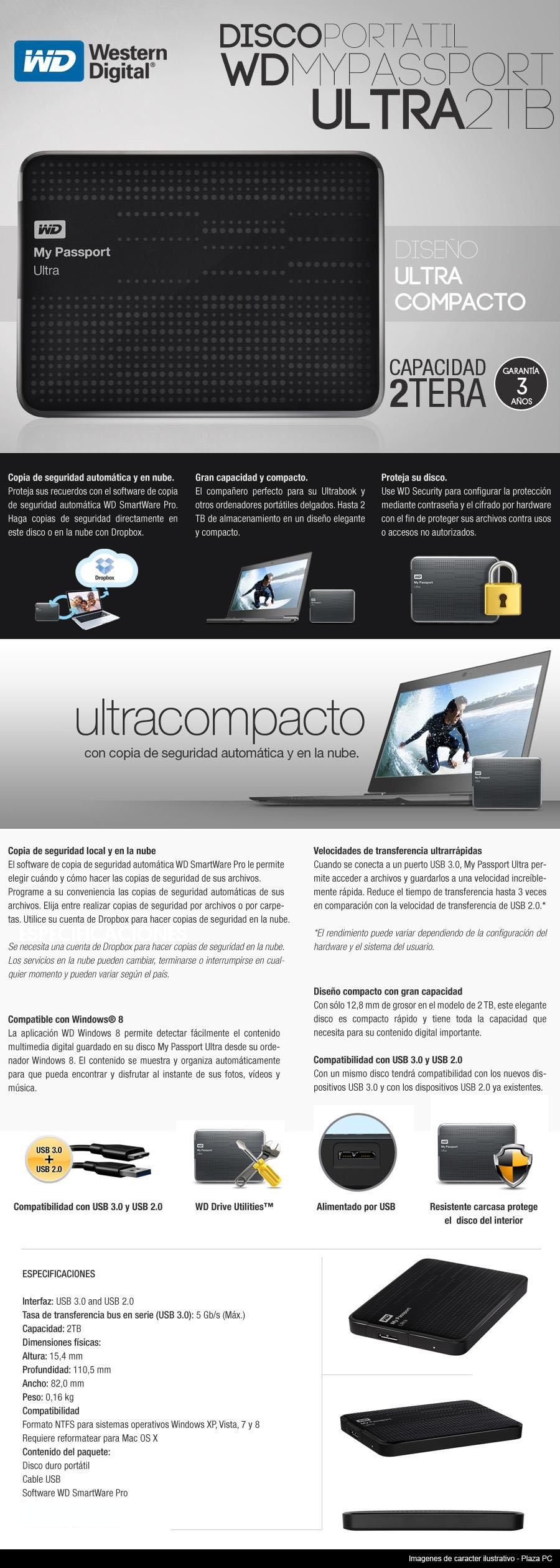 Disco Duro Externo Wd 2tb Usb 3.0 Passport